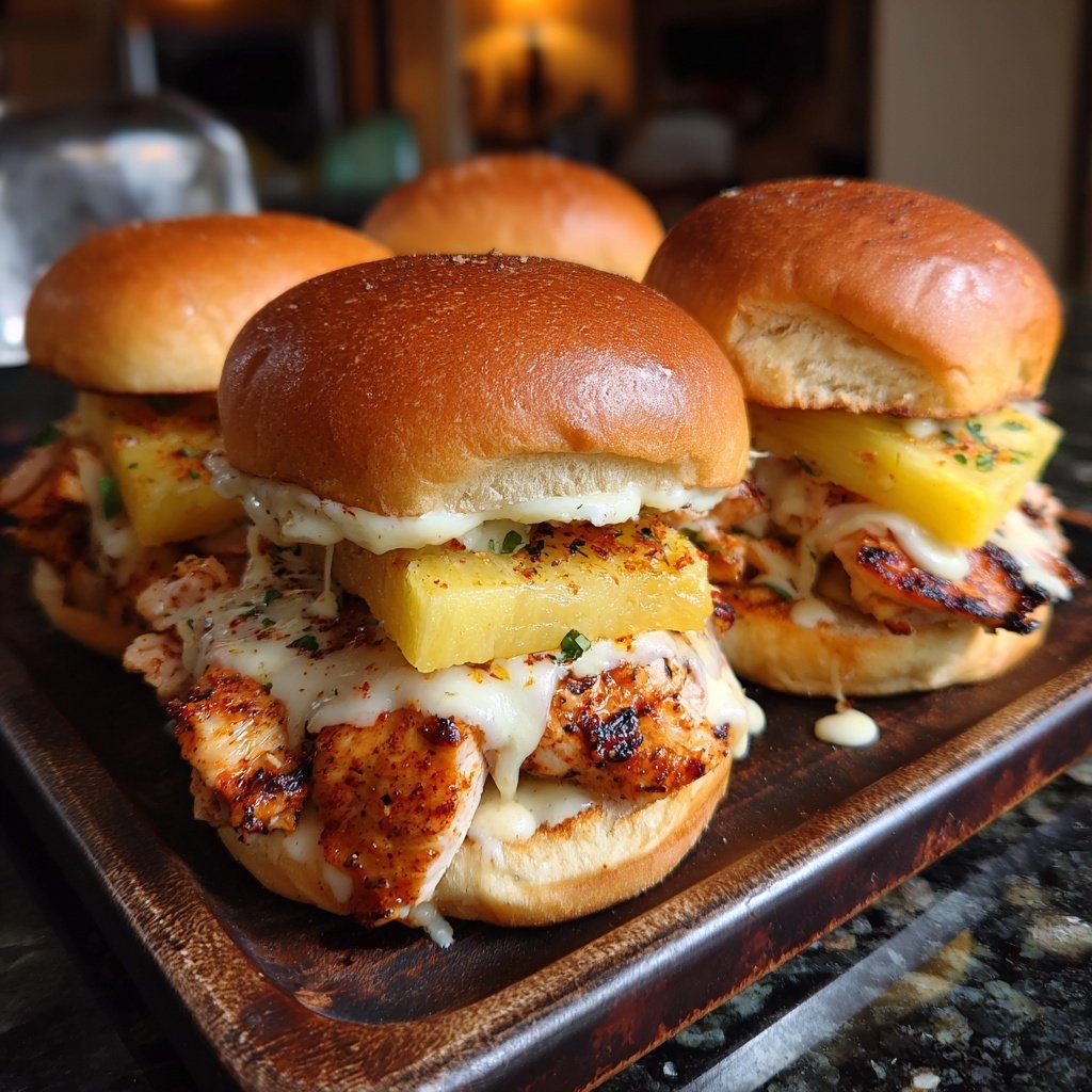 Hawaiianische Sliders mit Ananas