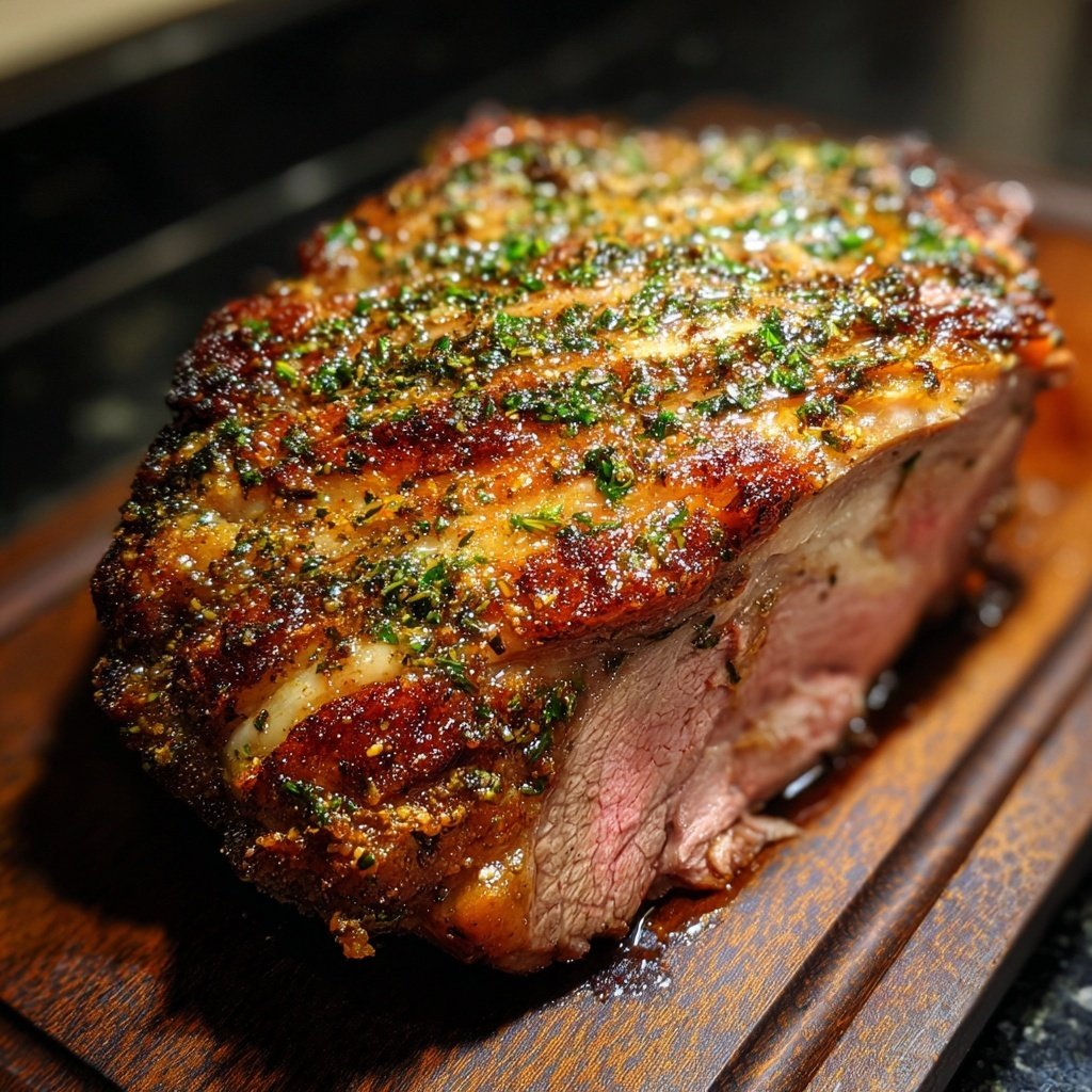 Prime Rib mit Knoblauch Kräuter Kruste