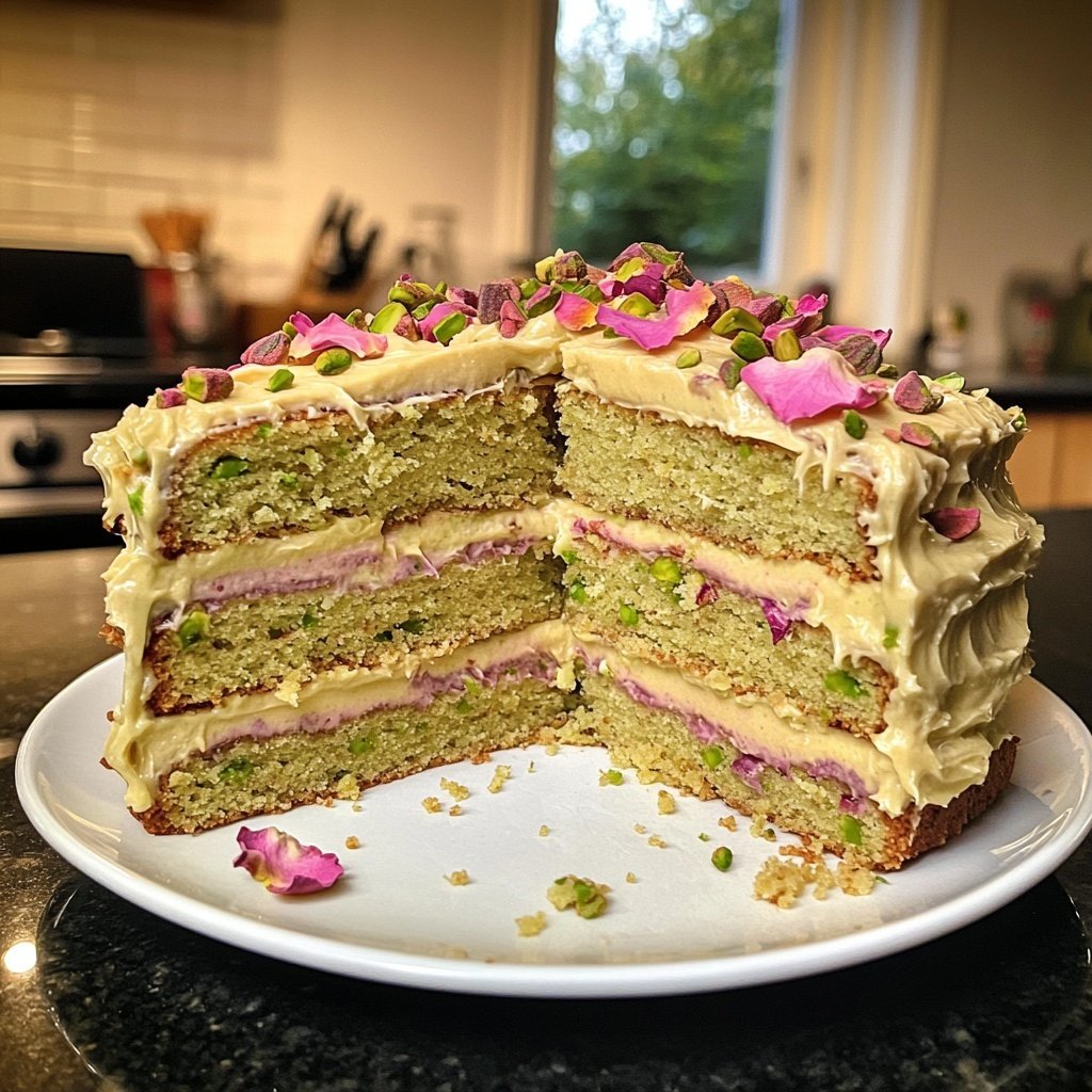 Steinbock Pistazie Rose Kuchen