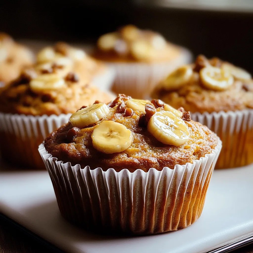 Gesunde Erdnussbutter Bananen Muffins