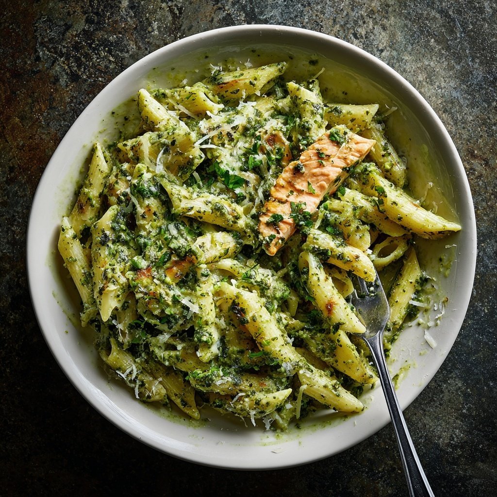 Pesto Lachs Penne Pasta