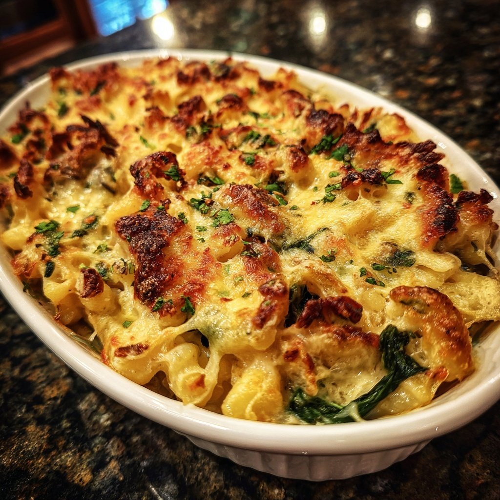 Käsespätzle mit Rahmspinat und Gouda