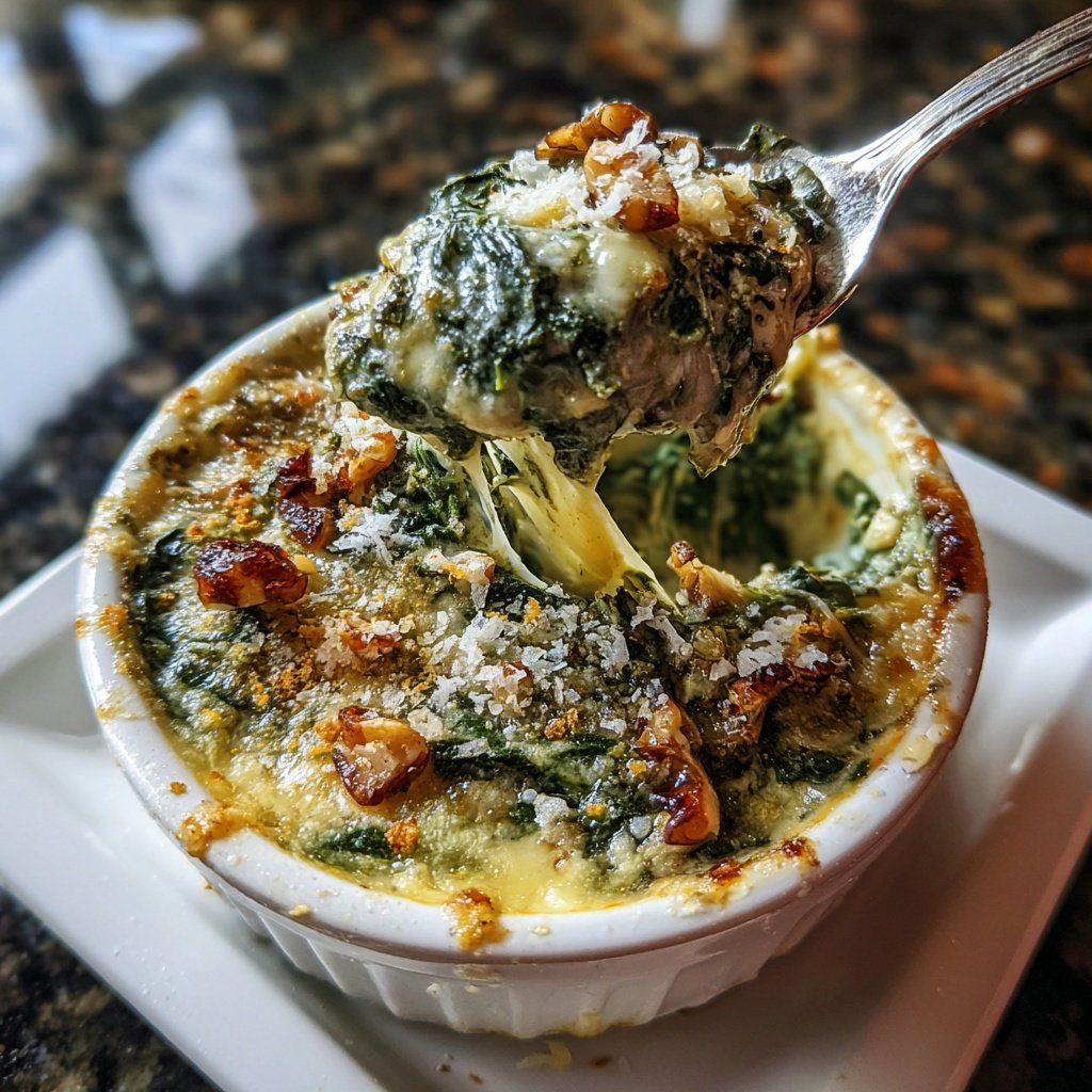 Cremiger Spinat mit Muskatnuss Topping