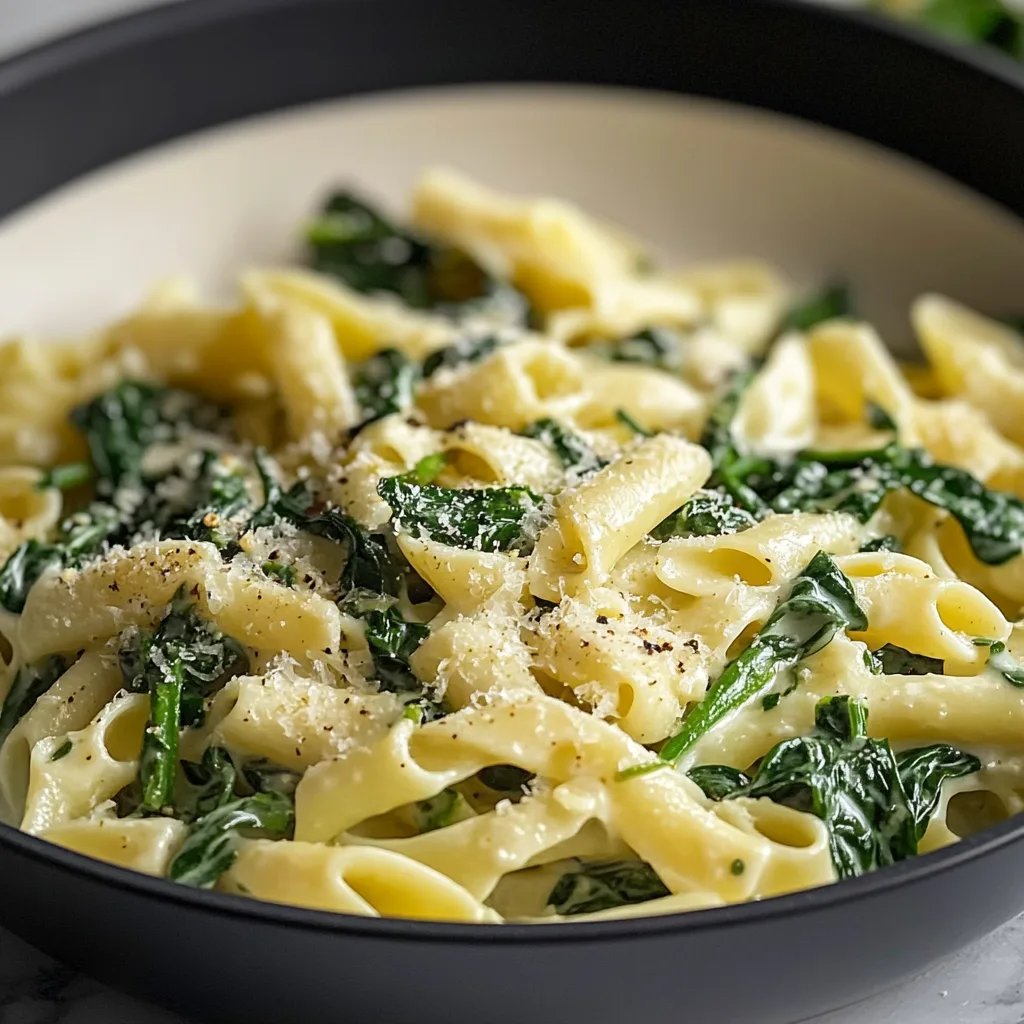 Cremige Nudel Spinat Pfanne