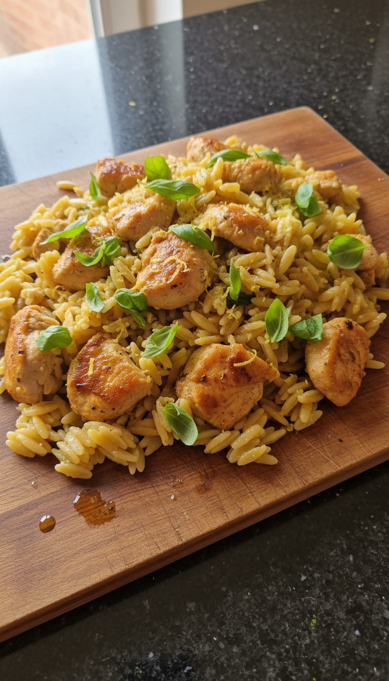 Zitronen Basilikum Hähnchen Orzo