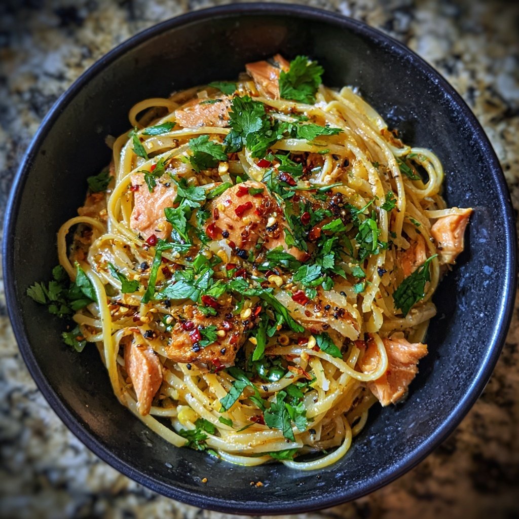 Würzige Asiatische Lachs-Pasta