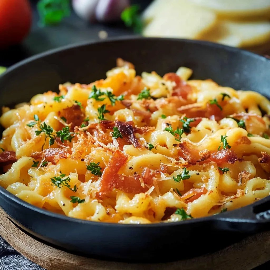 Käsespätzle in der Pfanne