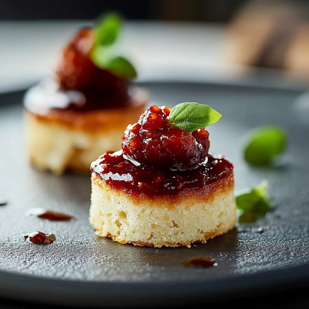 Herzhafte Mini-Käsekuchen mit Tomatenmarmelade
